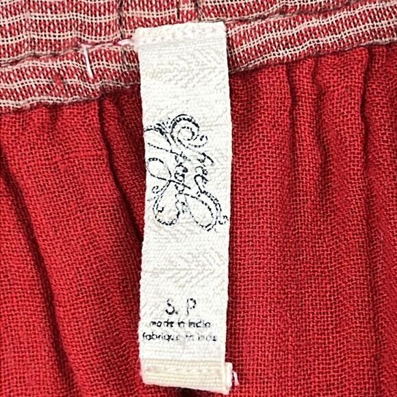 Free People Womens VNeck Long Sleeve Peasant Blouse Size Small Red Lined - Picture 3 of 8